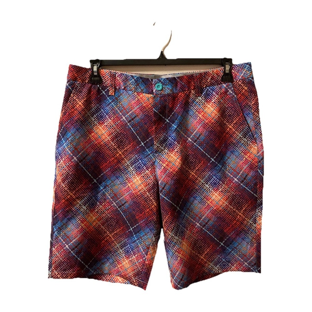 Hreski Golf Shorts Mens‎ 36 Stretch Performance Quick Dry Colorful Plaid NWT